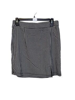 Like an Angel Women’s Houndstooth Pull On Mini Skirt Black White Stretch Size L